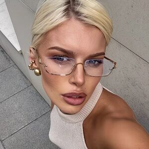 Half-Rim Transparent Glasses - Minimalist Rectangular Frame